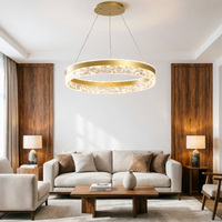Lustre suspendu LED rond moderne nordique contemporain, réglable en hauteur, à intensité variable, en acrylique de luxe