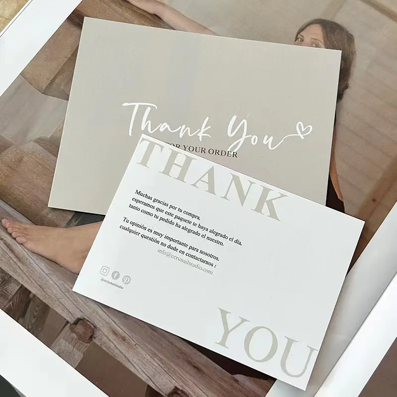 Tarjetas de regalo de agradecimiento de lámina de oro de felicitación personalizada y pegatinas sobre tarjetas de agradecimiento de boda de negocios