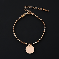 Bracelet personnalisé Ywyougang avec pendentif rond bohème, chaîne en acier inoxydable plaqué or gravable sur mesure pour femme, cadeau