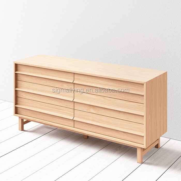Indoor furniture Living room bedroom traditional trestle base and wood frame 6 Drawer Double Dresser