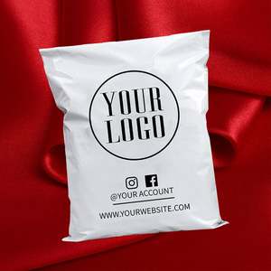 Sacs d'expédition en polyéthylène personnalisés avec logo, fermeture autocollante, grand format, blanc, pour vêtements, avec motifs - Product Image 1