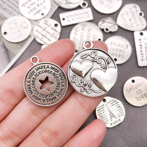 Colgantes de metal de aleación con letras inspiradoras grabadas en plata antigua para accesorios de fabricación de joyería DIY. - Product Image 5