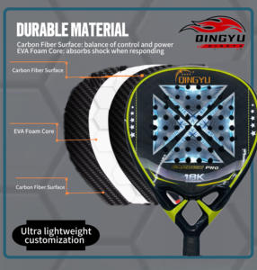 Produttore professionale personalizzato Qingyu modello 050 Palas De <span class=keywords><strong>Padel</strong></span> racchette da Tennis 12K <span class=keywords><strong>Overgrip</strong></span> Tas <span class=keywords><strong>Padel</strong></span> racchetta 24k carbonio - Product Image 4