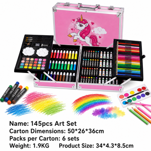 Set Artistico all'Ingrosso da 145 Pezzi, Kit per Disegno e Pittura con Pennarelli, Matite Colorate, Pastelli a Olio, Colori ad Acquerello - Product Image 2