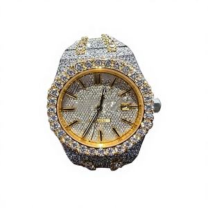 Luxury VVS Moissanite ETA Movement Stainless Steel Analog Glass 38mm Case Thickness 10 Bar Water Resistant <b>Iced</b> Quartz - Product Image 1