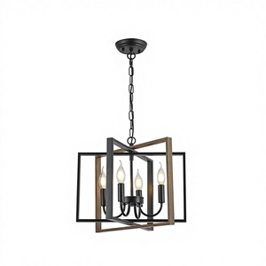 AOLALA Lustre de style farmhouse noir rustique réglable à montage encastré au <span class=keywords><strong>plafond</strong></span> LED pour îlot de cuisine, salle à manger, salon - Product Image 1