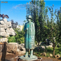 Statue d'homme de fontaine en Bronze de jardin abstrait grandeur nature sur mesure avec Sculpture de parapluie