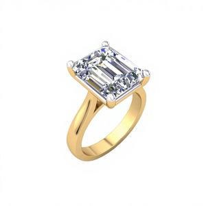Anillo de Lujo Unisex con Diamante Cultivado en Laboratorio, Corte Esmeralda, 5CT, E VS1, Oro Sólido de 10K, Certificado IGI Personalizado, Creación Divya - Product Image 1