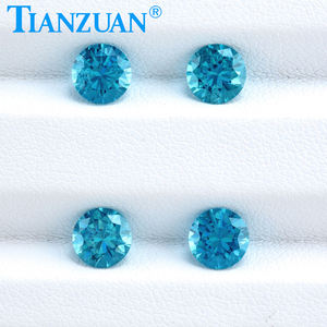 พลอยแซฟไฟร์สังเคราะห์สีอะความารีนทรงธรรมชาติ  พร้อมคริสตัลภายใน - Product Image 2