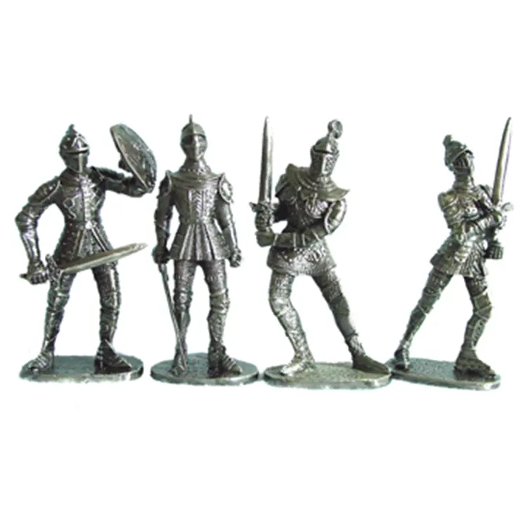 Vintage Pewter Knight Set Miniatures Game Pieces New Old Stock Armour Armor Gift under Tin Soldiers