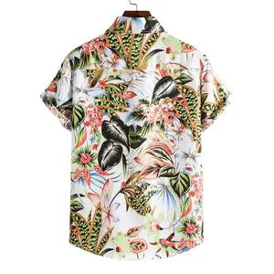 メンズ半袖サマートロピカルハワイビーチウェアカジュアルフローラルシャツ