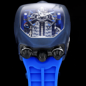 Montre automatique mécanique de luxe unisexe de haute qualité, style supercar, avec bracelet en caoutchouc bleu personnalisé et boîtier squelette en acier inoxydable, collection 2026 - Product Image 2
