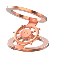 Support de téléphone magnétique double face pliable et rotatif avec anneau tournant à empreinte digitale - Support de bureau en alliage de zinc