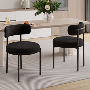 Modern Lightweight Velvet Upholstery Tufted Dining <b>Chair</b> Curved Backrest Thickened Metal Frame Eco-Friendly Home <b>Office</b> Park - Product Image 1