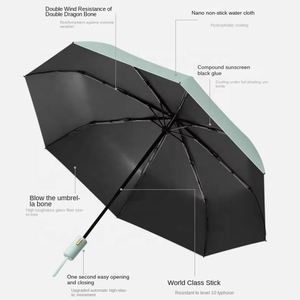 Sombrilla Plegable Triple con Logotipo Personalizado, Extra Grande, Automática, Ligera, con Protección Solar, Diámetro Abierto de 95 cm, para Hombre y Mujer - Product Image 3