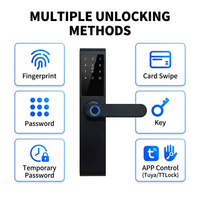 Kunci Pintar Sidik Jari Bluetooth Tuya 5 Cara Buka Kunci Kata Sandi Digital RFID Gagang Pintu Pintar untuk Kamar Tidur