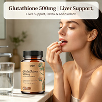 Capsules de glutathion 500 mg, soutien de la fonction hépatique, formule de détoxication, 30 unités