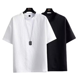 Di alta qualità estate nuovi vestiti <span class=keywords><strong>da</strong></span> <span class=keywords><strong>uomo</strong></span> <span class=keywords><strong>in</strong></span> bianco camicia a maniche corte Casual cotone <span class=keywords><strong>lino</strong></span> tinta unita T-Shirt a mezza manica per gli uomini - Product Image 3