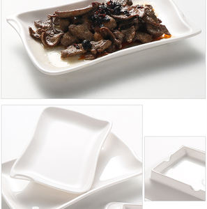 Piring saji persegi panjang melamin pemasok, piring Salad Sushi makanan penutup putih untuk kue, es krim, piring kecil grosir - Product Image 5