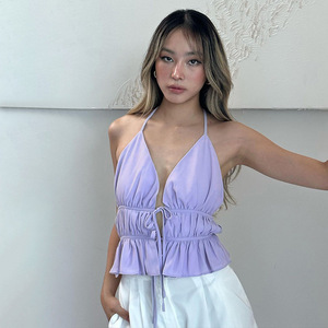 2023 été nouveaux vêtements pour femmes mode dos nu sangle licou coupe ajustée petit Sexy gilet femmes bas - Product Image 2