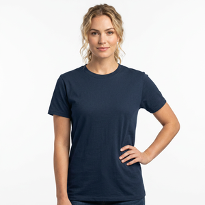 Camiseta de Lona Ecológica Unisex de Alta Calidad con Logotipo Personalizado, Transpirable, de Algodón Premium, Azul Marino, Manga Corta, Cuello Redondo - Product Image 4