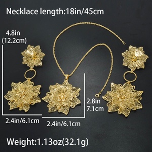 Luxury 14k <b>Gold</b> Plated Brass <b>Earring</b> and Necklace Bridal Jewelry <b>Set</b> for Wedding Party & Anniversary - Product Image 6