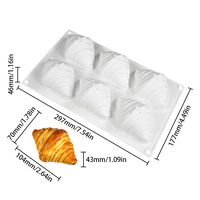 AK 3D Croissant-Form Silikon-Backform 6 Löcher Brot-Kuchen-Tablett Eiscreme-Mousse-Seifen-Kerzen-Form Hitzebeständig MC854