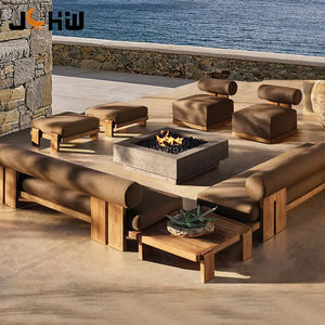 佛山供应商户外柚木沙发套装现代防风雨面料木质庭院花园家具酒店别墅庭院庭院 - Product Image 2