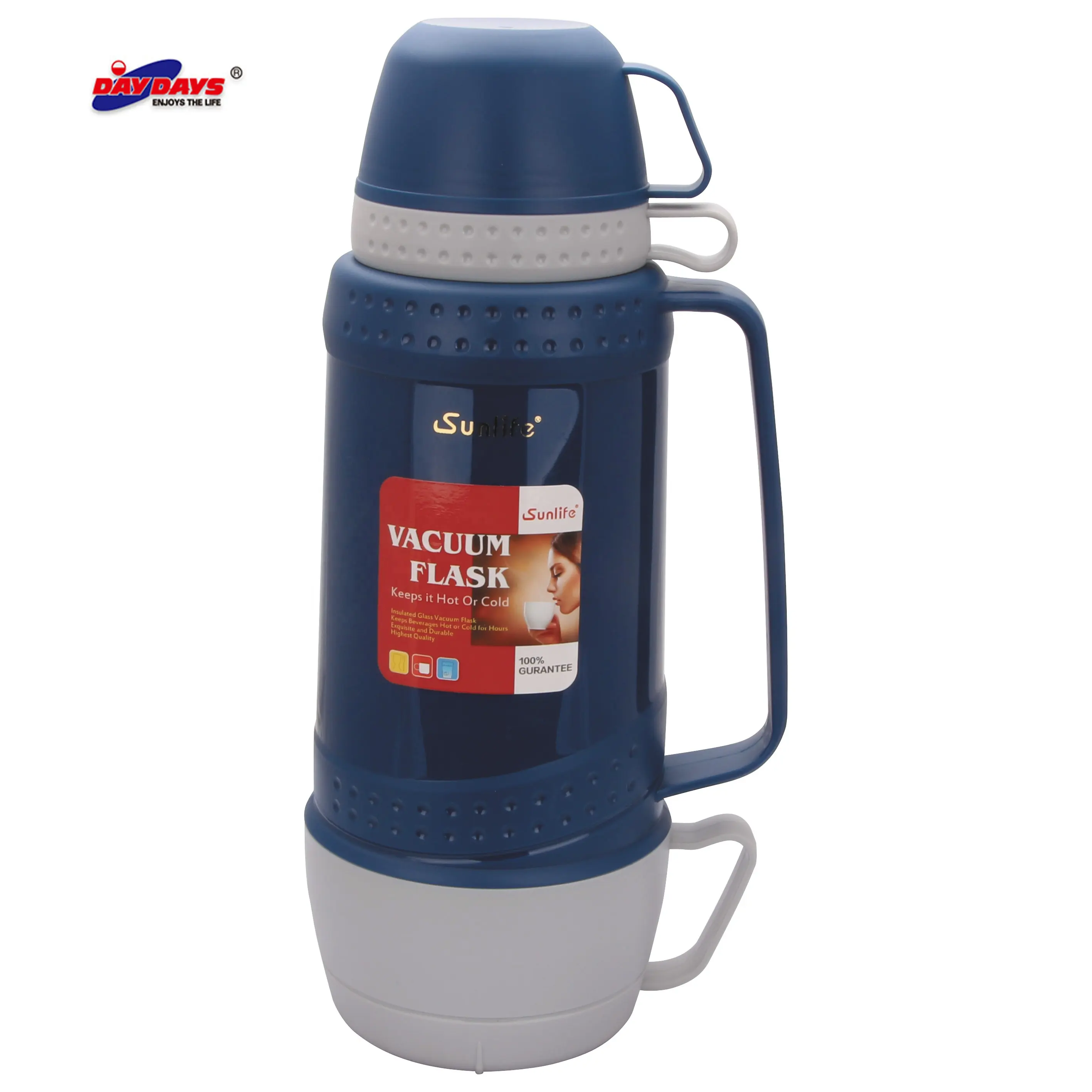 Daydays 1.0L nhiệt chai cấp thực phẩm nhựa cơ thể thủy tinh bên trong chân không flasks & thermoses