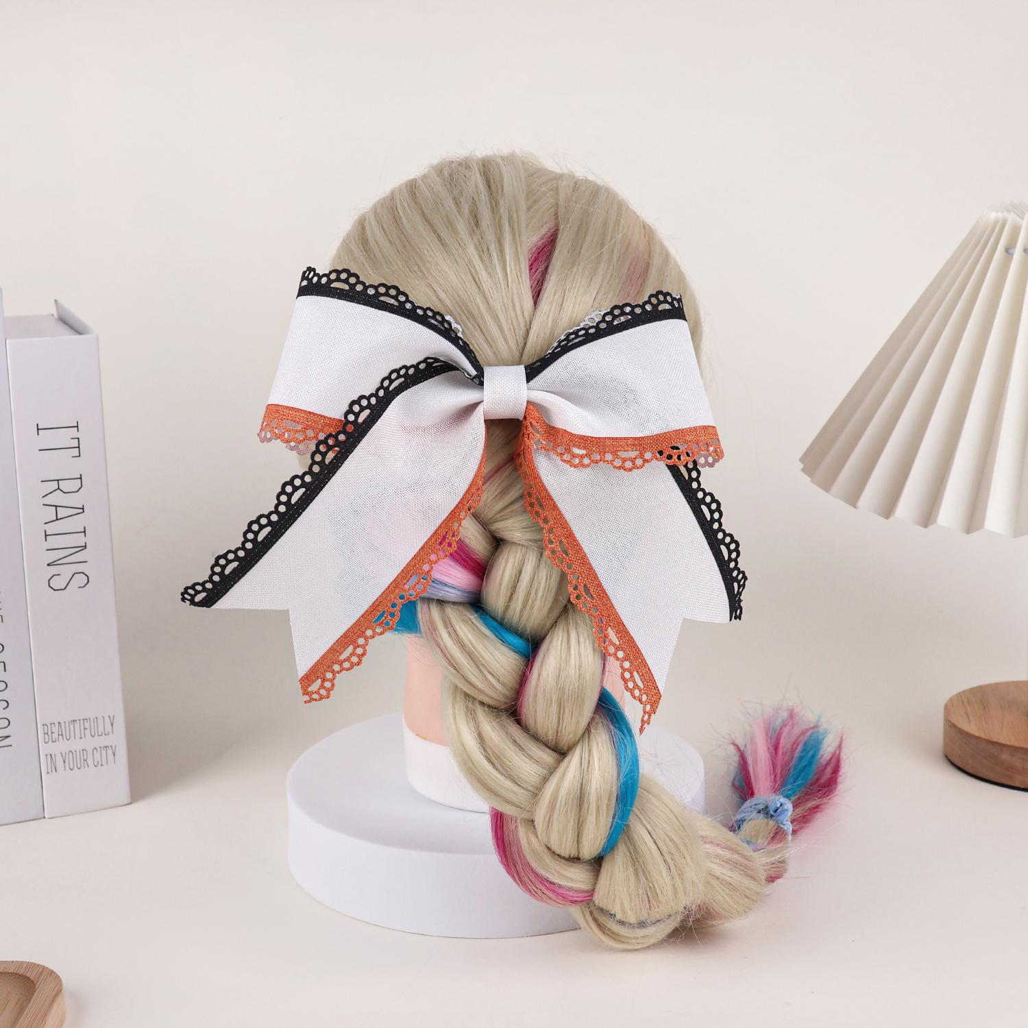 Handmade Boutique Baby Hair Accessories Hair Bow Classic Solid Scalloped Lace Wreath Holiday Decoration Grosgrain Gift Ribbon