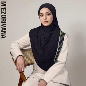 Musselinturban Instant <span class=keywords><strong>Hijab</strong></span> Jersey Polyester Islamitisch Design Effen Kleur Stretch Vier Seizoenen Volwassenen - Product Image 1