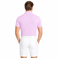 Chemise de golf pour homme en jersey 100% polyester, rose clair, classique, unie, décontractée, tricotée, séchage rapide, 200g, logo personnalisé