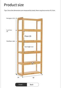 Vitrine en bambou massif à 5 niveaux avec portes en verre pour figurines, objets de collection, poupées, rangement de jouets et décoration intérieure - Product Image 2