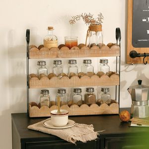 Wooden Multi Layer Spice Rack 3 Tier <b>Desktop</b> Organizer Natural Wood Color Kitchen Storage <b>Shelf</b> - Product Image 4