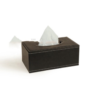Décoratif Rectangulaire Marron En <span class=keywords><strong>Cuir</strong></span> <span class=keywords><strong>Boite</strong></span> à Mouchoirs - Product Image 1