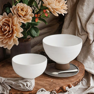 Tazones de Arroz de Porcelana Hechos a Mano, Pulidos, Ecológicos, Aptos para Lavavajillas, de 4.5 Pulgadas de Diámetro, Diseño Contemporáneo, Aptos para Microondas - Product Image 3
