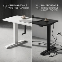 Bureau assis-debout ergonomique réglable en hauteur avec manivelle manuelle pour poste de travail à domicile