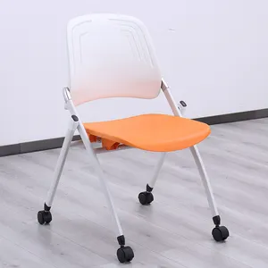 卸売プラスチック製折りたたみ式学生用椅子学生用アームチェア家具学校トレーニング用折りたたみ椅子ライティングパッド付き