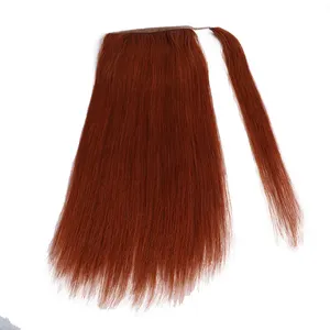 100% Human Hair Virgin Pony Tails Hair Extensions Double Drawn Natural Clip In Wrap Around Drawstring Ponytail Hair