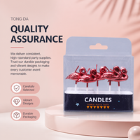 Bougies d'anniversaire flamant rose 3D métalliques rouges personnalisables en gros, 5 pièces, en plastique et cire de paraffine, pour fournitures de fête