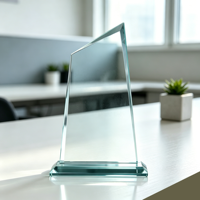 Trophée en verre personnalisable, portable et économique, avec option de polissage, design vierge pour gravure, cadeaux d'affaires, trophées et plaques WDY-0490
