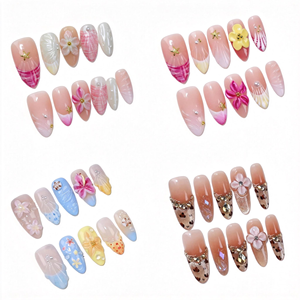 <span class=keywords><strong>Uñas</strong></span> Postizas Cortas Almendradas Hechas a Mano, Diseño de Sirena de Verano, Estrella de Mar 3D <span class=keywords><strong>y</strong></span> Perla, Arte de Ondas de Agua en Color Menta, <span class=keywords><strong>Uñas</strong></span> Románticas de Playa, Venta al Por Mayor - Product Image 2