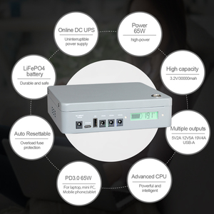 Mini DC UPS 5V 12V 5A 19V pd3.0 30000mAh LiFePO4 pin lithium dài dự phòng năng lượng mặt trời sạc - Product Image 6