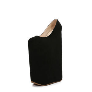 Talons de créateur célèbres pour femmes, talons ultra-hauts de 30 <span class=keywords><strong>cm</strong></span> en faux daim, talons compensés tendance pour femmes, escarpins uniques et élégants à enfiler pour femmes - Product Image 2