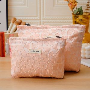 Bolsa de Cosméticos Portátil Rosa con Cierre de Cremallera, Almacenamiento Multifuncional, Tamaño para Mujer, con Forro Lavable - Product Image 2