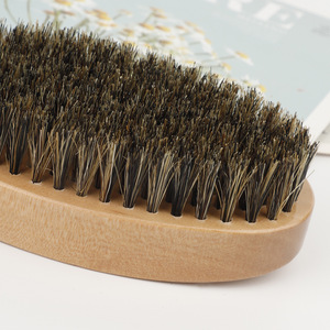 Brosse à cheveux ondulés en poils de sanglier doux, courbée à 360°, avec logo personnalisé, en bois de bambou, brosse à barbe en poils végétaliens, petite brosse à raser pour hommes - Product Image 3