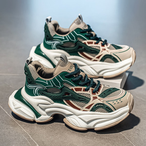 รองเท้าทรง Chunky สำหรับผู้ชาย รองเท้าผ้าตาข่ายระบายอากาศสำหรับฤดูร้อน รองเท้ากีฬาพื้นหนา รองเท้าทรง Dad Shoes ส้นเตี้ย พื้นยาง - Product Image 1