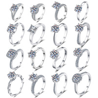 Bague de fiançailles solitaire à six griffes en argent sterling S925 avec moissanite ronde taille brillant 2 carats certifiée GRA D VVS1 – Prix usine