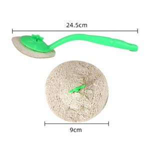 Loofah <b>Sponge</b> Pot Scrubber Green <b>Handle</b> Round Biodegradable Kitchen Cleaning Brush for Pots Pans Bowls - Product Image 2