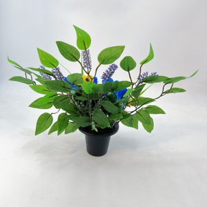 Flores Artificiales en Maceta Azules y Amarillas, una Opción Elegante para el Duelo en el Cementerio - Product Image 5